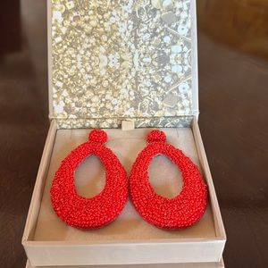 Deepa Gurnani Red Oval Earrings